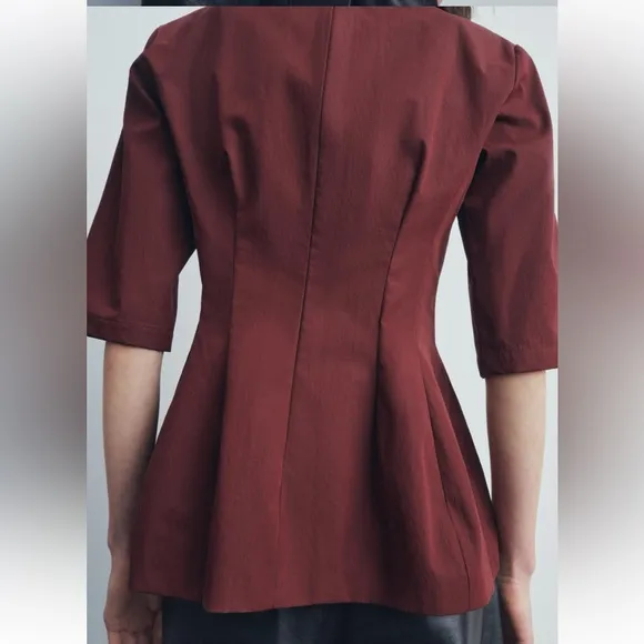 Zara burgundy two piece matching set — peplum top &amp; midi skirt