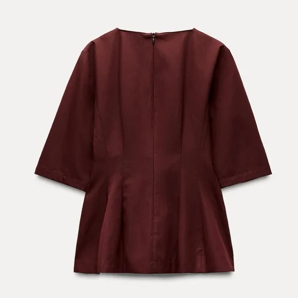 Zara burgundy two piece matching set — peplum top &amp; midi skirt