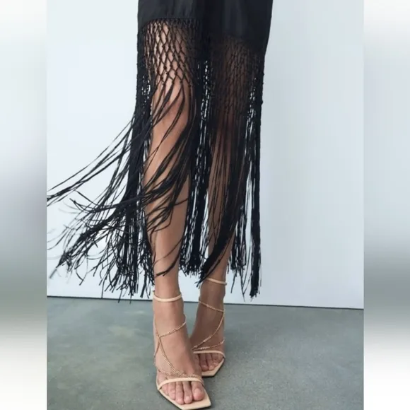 Zara Chain Trim Heeled Leather Sandals