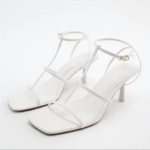 Zara GUC White Minimalist Strapy Sandals Size 7,5 US 38 UE Excellent Condition