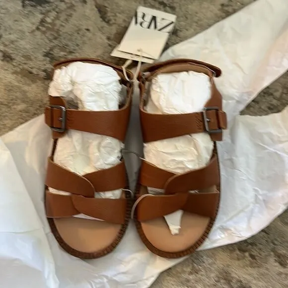 ZARA Kids | Brown | LEATHER SANDALS