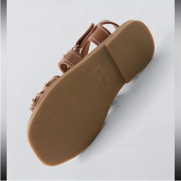 Zara Kids, Brown, STUDDED SANDALS, 6½ (5.3 inches)