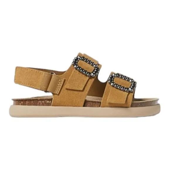 ZARA Kids | Taupe Gray | BUCKLED LEATHER SANDALS
