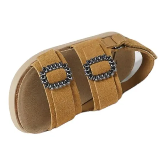 ZARA Kids | Taupe Gray | BUCKLED LEATHER SANDALS