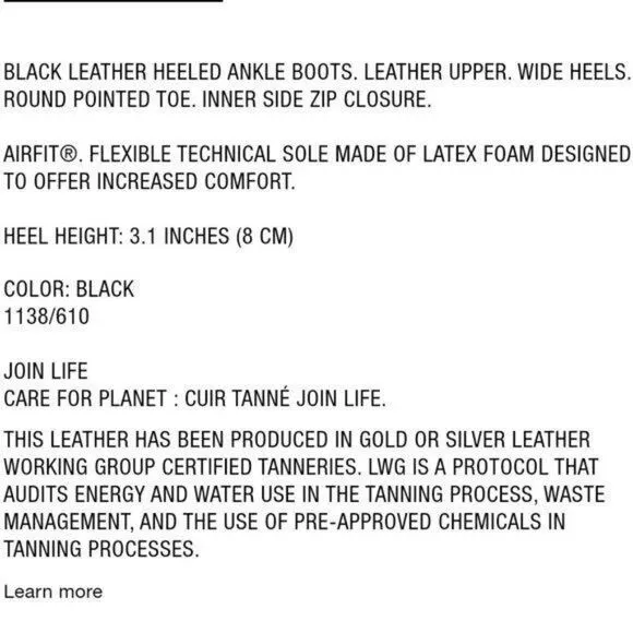 ZARA Leather Heeled Round Toe Ankle Boots Booties Classic Women's Size 40 Black