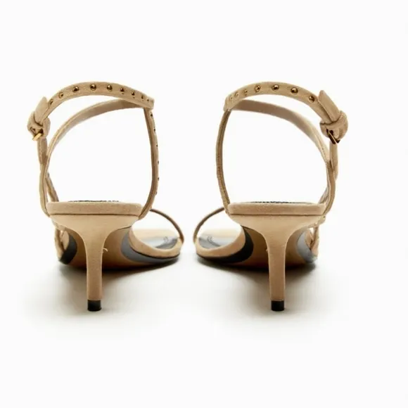 ZARA LIMITED EDITION STUDDED HEELED SUEDE SANDALS