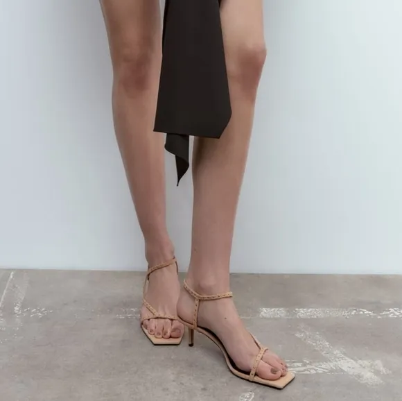 ZARA LIMITED EDITION STUDDED HEELED SUEDE SANDALS