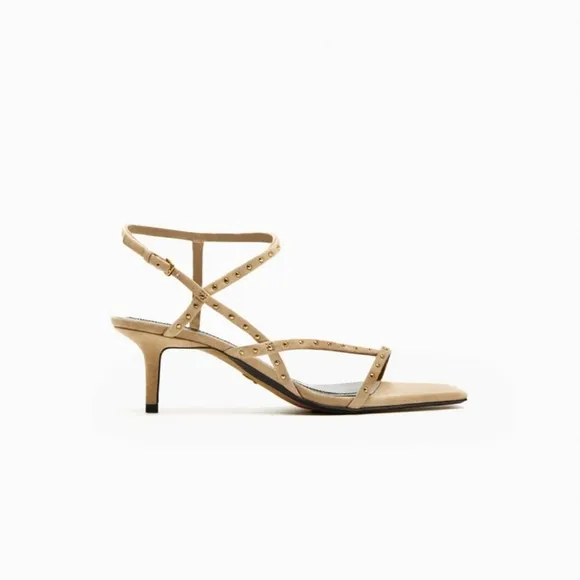ZARA LIMITED EDITION STUDDED HEELED SUEDE SANDALS