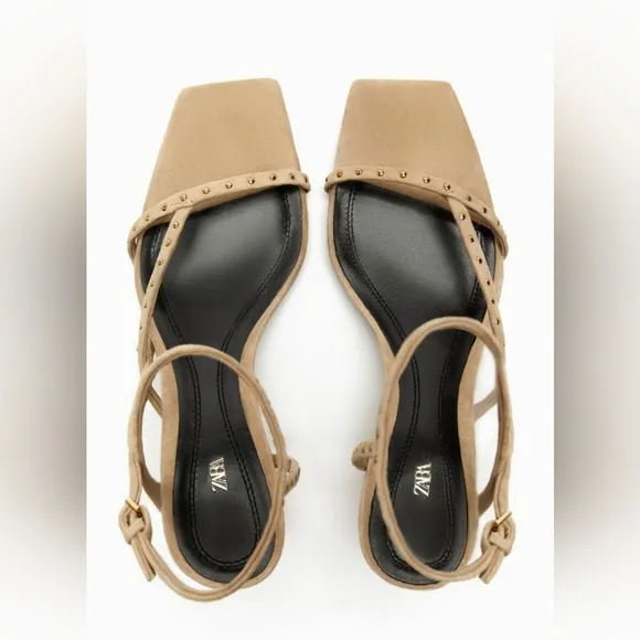 ZARA LIMITED EDITION STUDDED HEELED SUEDE SANDALS