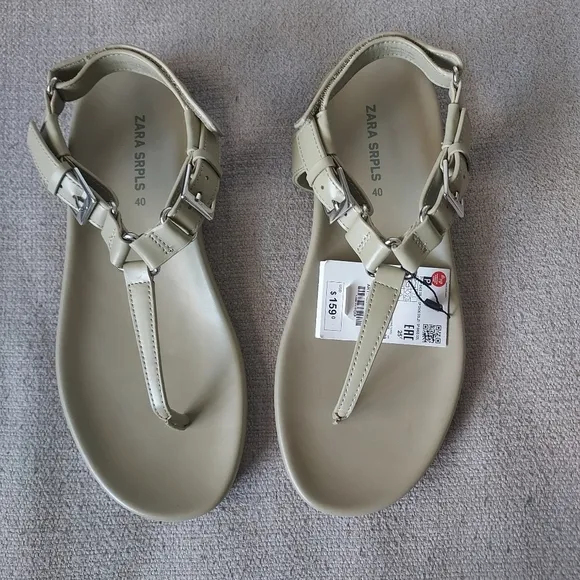 Zara SRPLS Leather Sandals NWOT