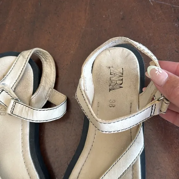 Zara topstitched leather sandals
