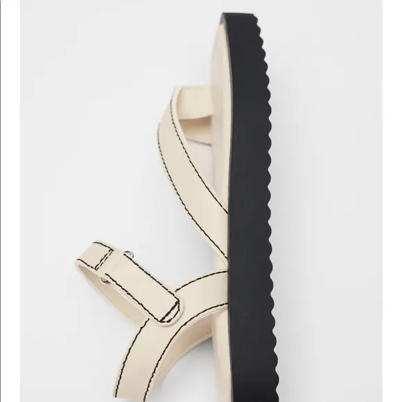 Zara topstitched leather sandals