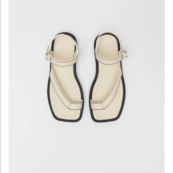 Zara topstitched leather sandals