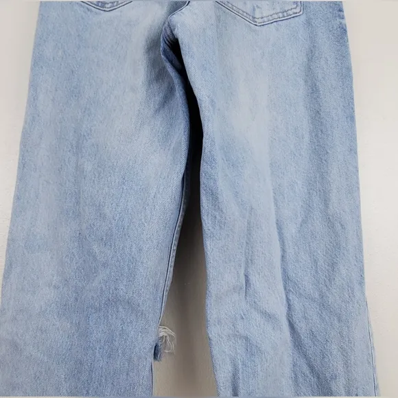 Zara Women's Light Wash Ripped Baggy Jeans High-Waisted Wide Leg Size 2