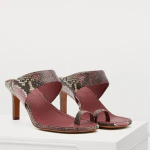 Zimmermann Snake-effect Toe Strap Leather Heeled Sandals