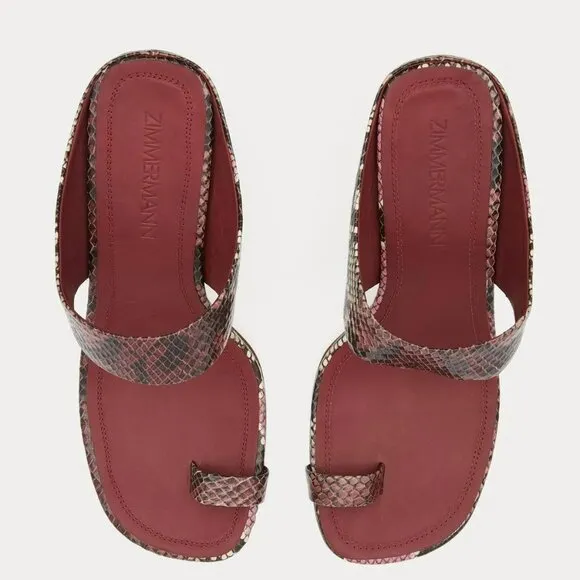 Zimmermann Snake-effect Toe Strap Leather Heeled Sandals