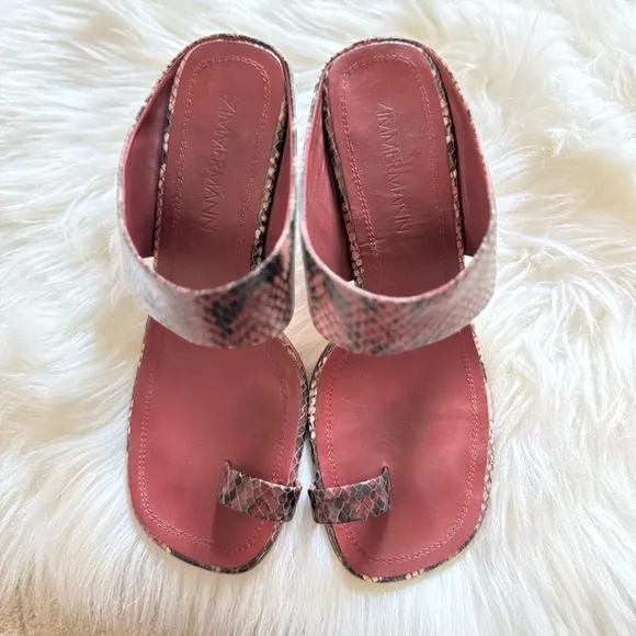 Zimmermann Snake-effect Toe Strap Leather Heeled Sandals