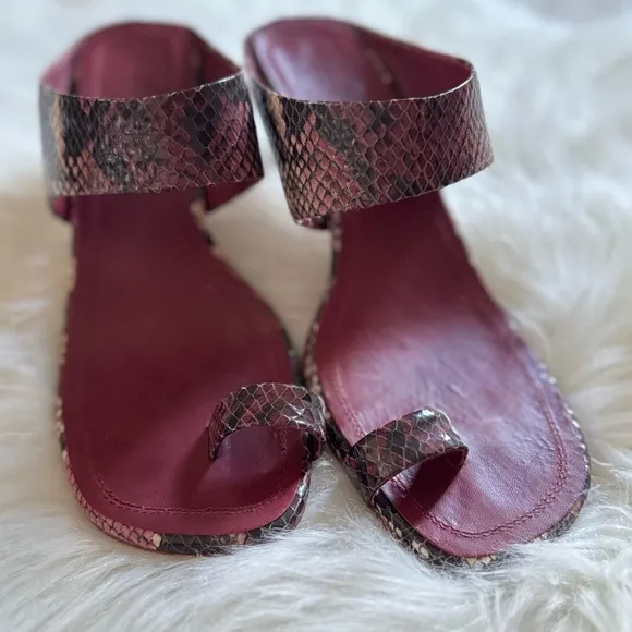 Zimmermann Snake-effect Toe Strap Leather Heeled Sandals