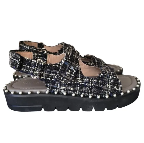 zoe lift womens leather slingback flatform sandals Stuart Weitzman 6.5